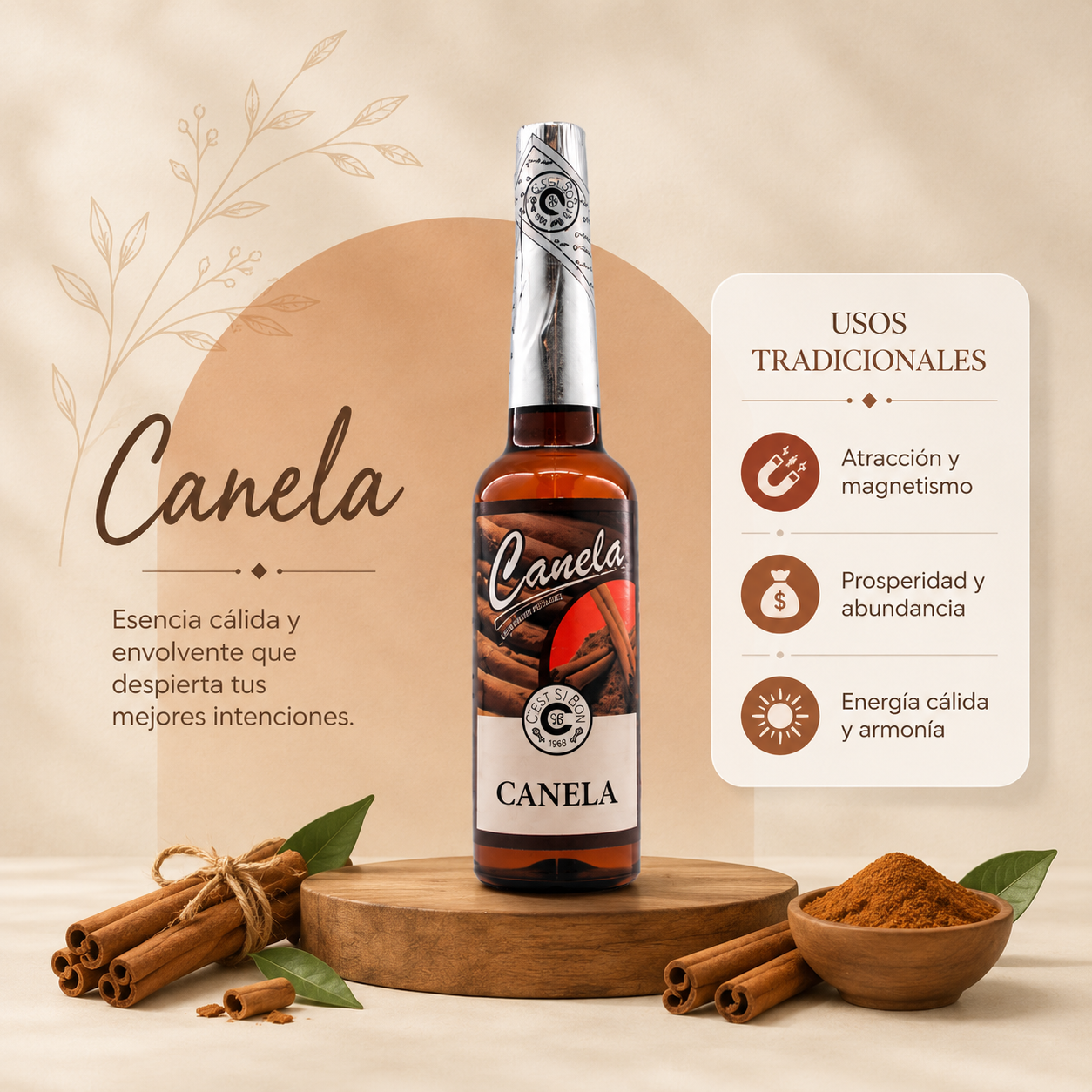 COLONIA DE CANELA 221ml | Energía, Calidez y Atracción Espiritual