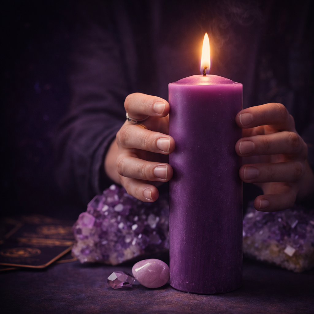 VELÓN MORADO 15x5.5cm | Vela Ritual Espiritualidad