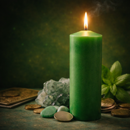 VELÓN VERDE 15x5.5cm | Vela Ritual Prosperidad