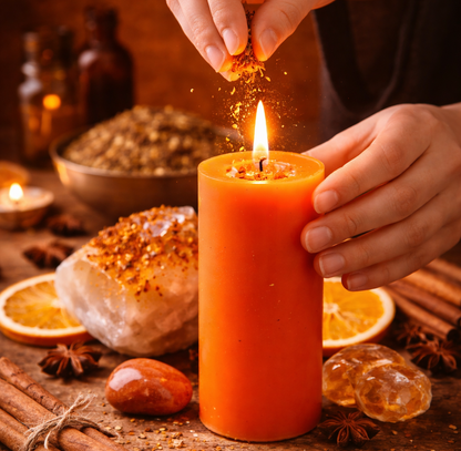 VELÓN NARANJA 15x5.5cm | Vela Ritual Éxito