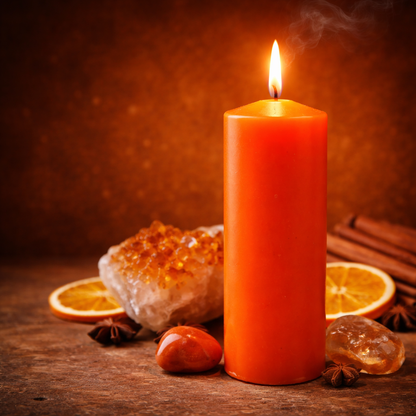 VELÓN NARANJA 15x5.5cm | Vela Ritual Éxito