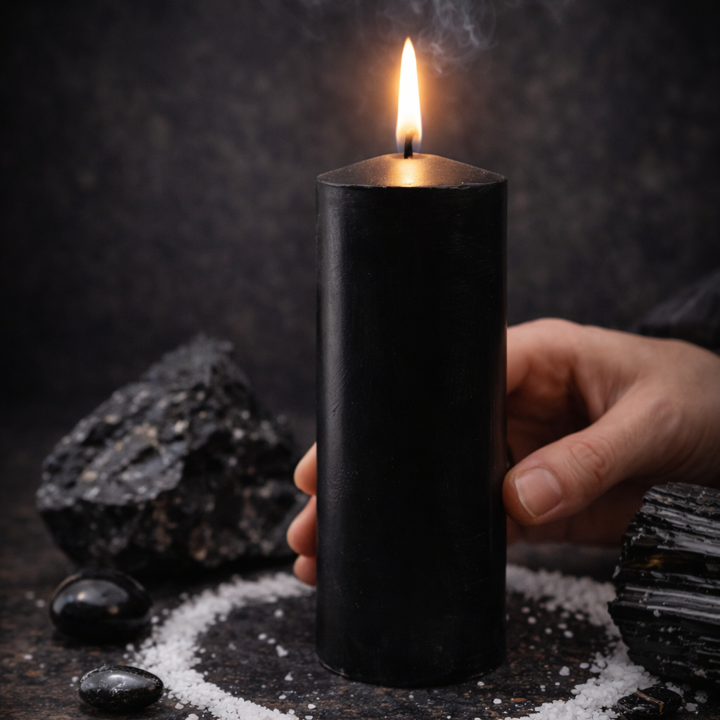 VELÓN NEGRO 15x5.5cm | Vela Ritual Protección