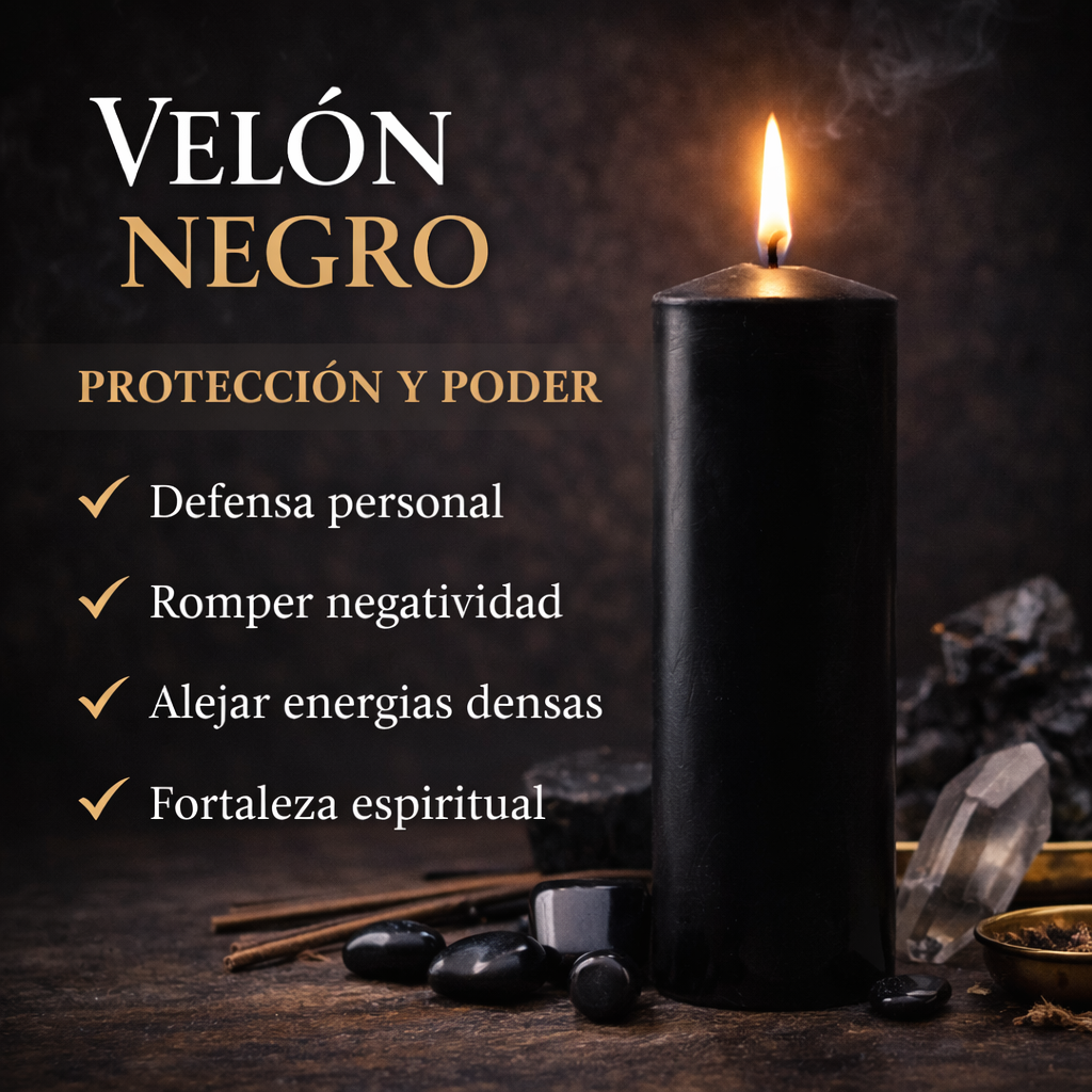 VELÓN NEGRO 15x5.5cm | Vela Ritual Protección