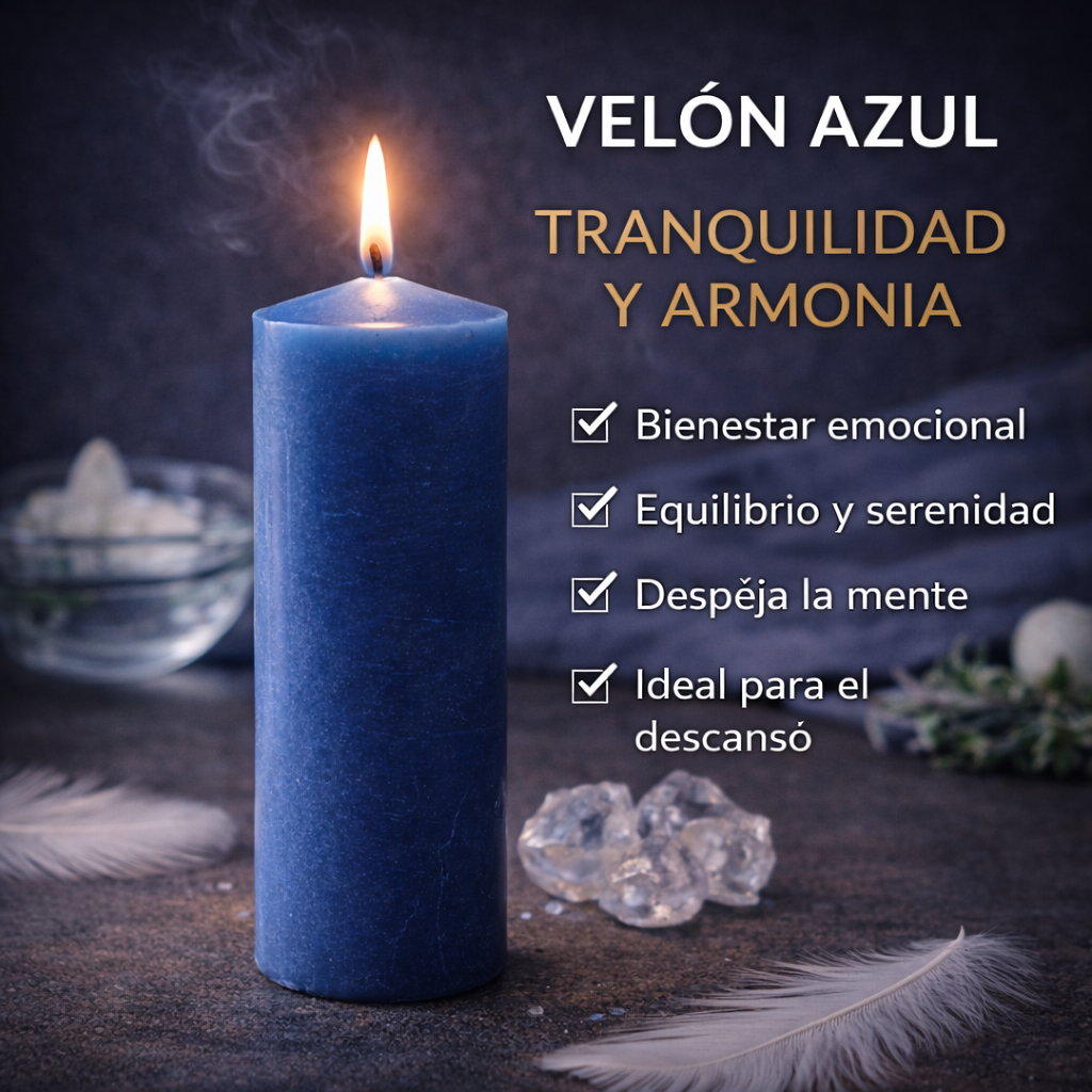 VELÓN AZUL 15x5.5cm | Vela Ritual Armonía y Serenidad