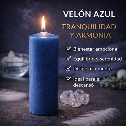 VELÓN AZUL 15x5.5cm | Vela Ritual Armonía y Serenidad