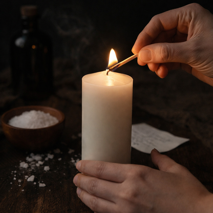 VELÓN BLANCO 15x5.5cm | Vela Ritual Paz y Armonía