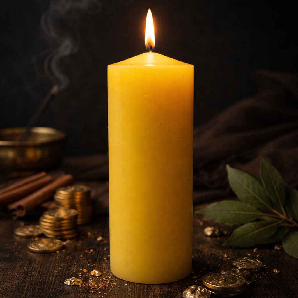 VELÓN AMARILLO 15x5.5cm | Vela Ritual Negocios y Dinero