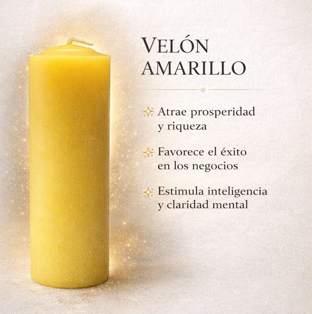 VELÓN AMARILLO 15x5.5cm | Vela Ritual Negocios y Dinero