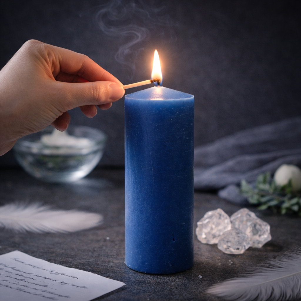 VELÓN AZUL 15x5.5cm | Vela Ritual Armonía y Serenidad