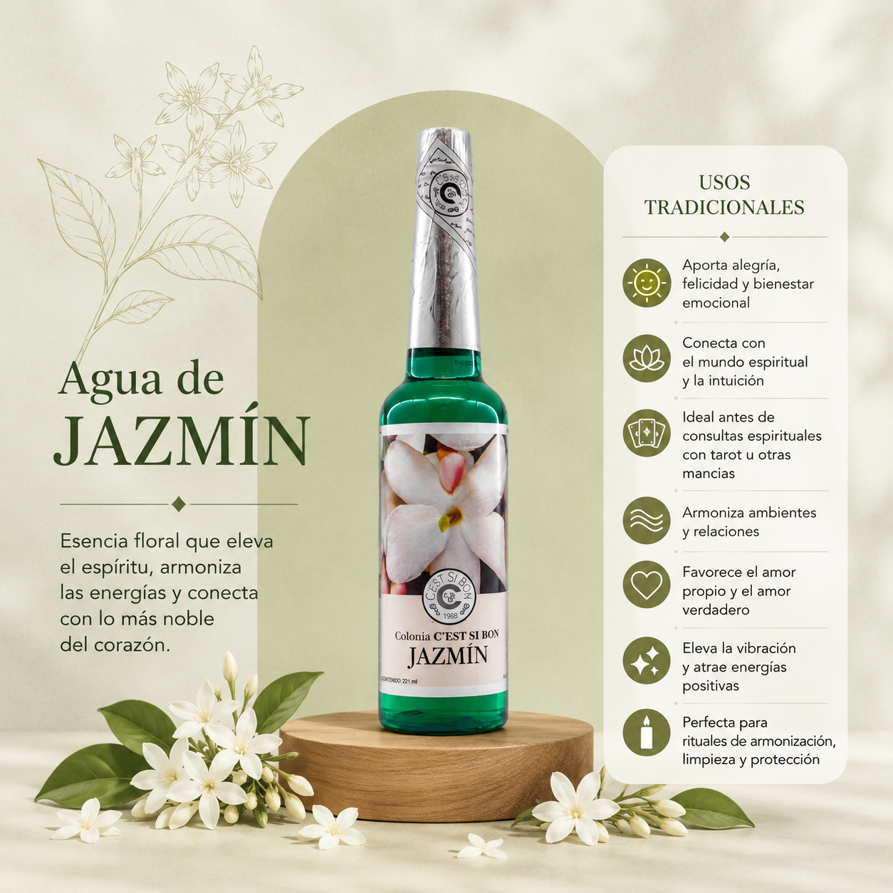 COLONIA DE JAZMÍN 221ml | Alegría, Intuición y Elevación Espiritual