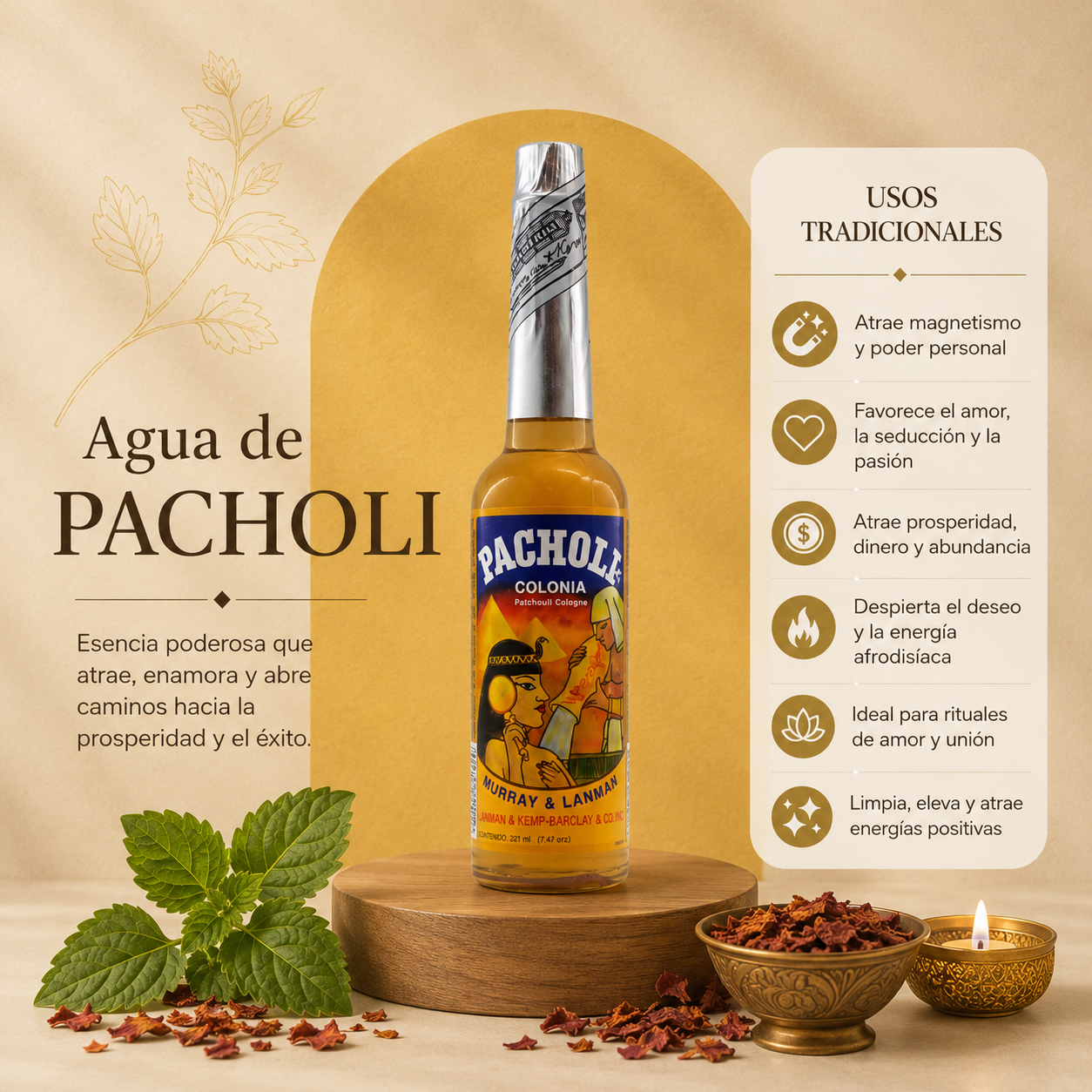 COLONIA DE PACHOLI 221ml | Magnetismo, Amor y Prosperidad